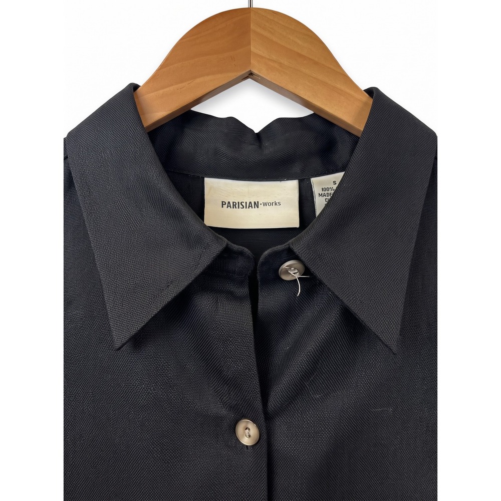 Parisian Works Mens Long Sleeve Button Down Linen Shirt Black Size Small